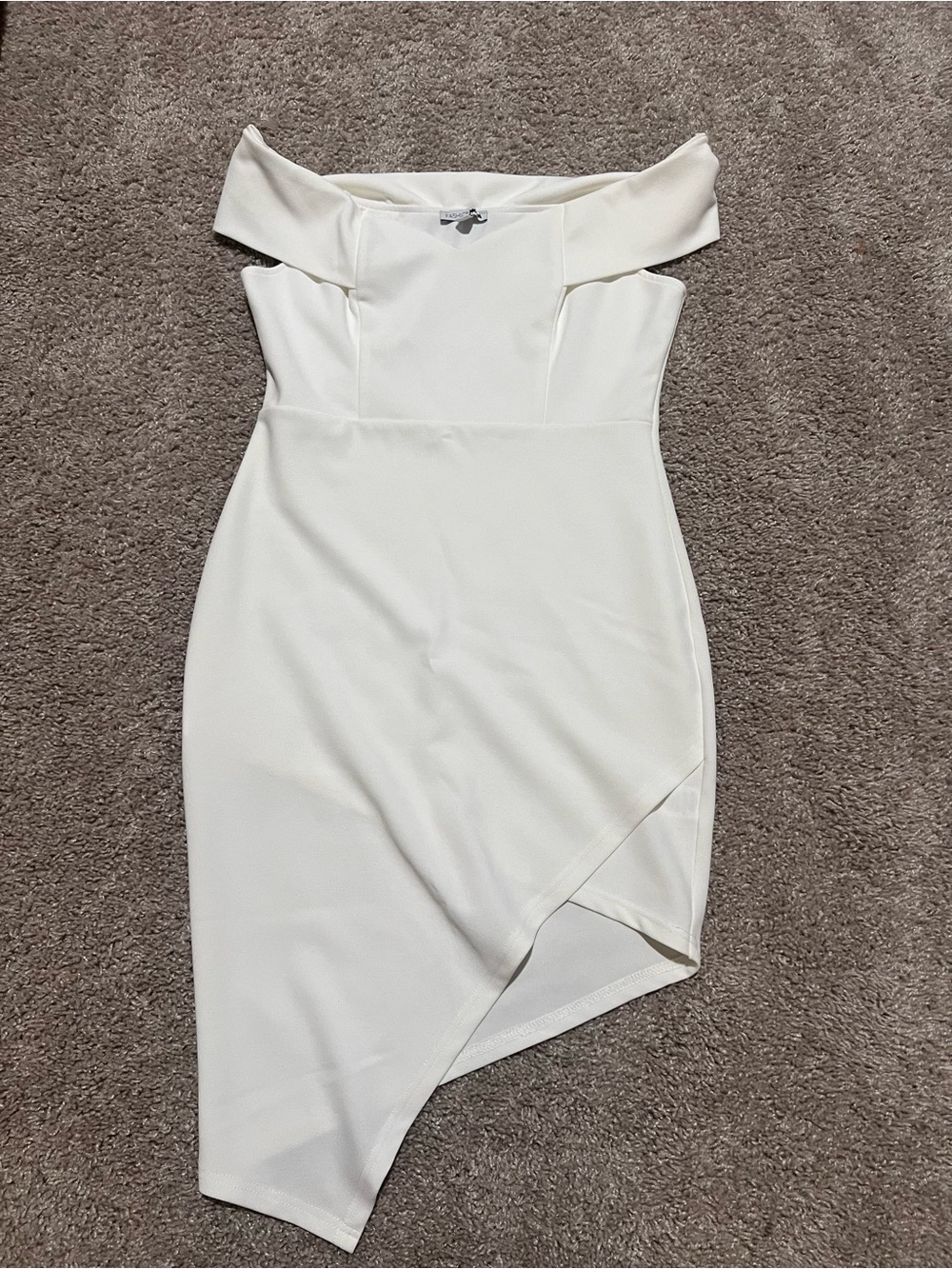 Fashion Nova White Off The Shoulder Asymmetric Mini Dress